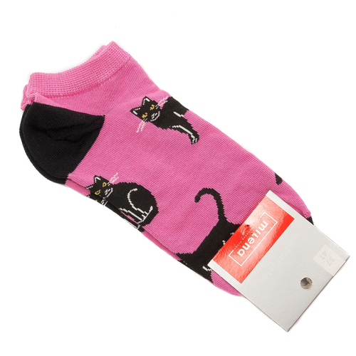 Women's socks Milena Pink Black Cat