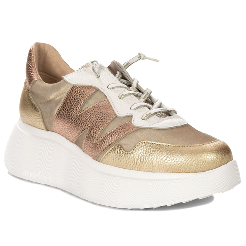 Wonders Women's Platform Half Shoes Gold