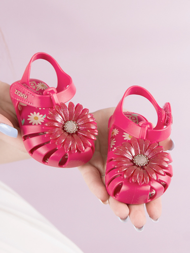 Zaxy Daisy Baby Children's Sandals with Velcro Dark Pink