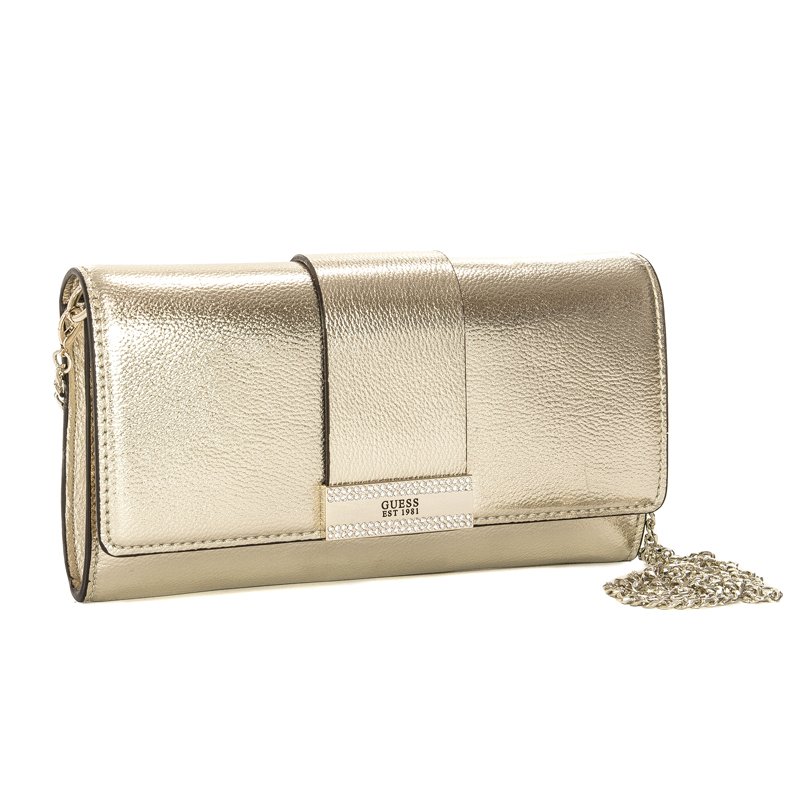 guess gold clutch bag