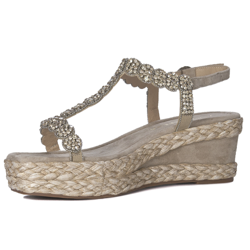 Alma En Pena Women's Suede Vision Beige Sandals