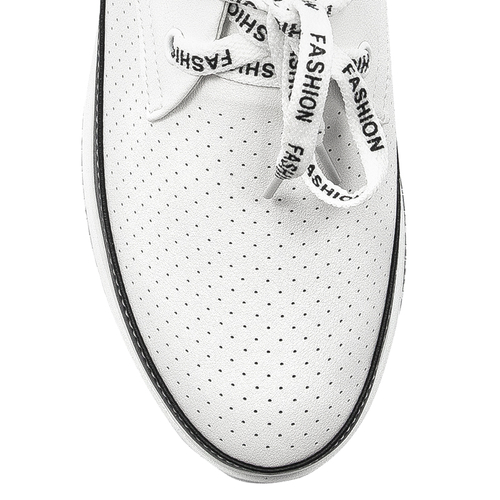 Artiker White Leather Women's Flat Shoes