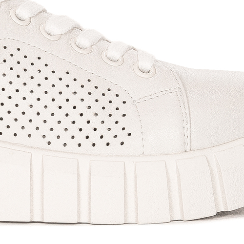Artiker White Leather Women's Flat Shoes