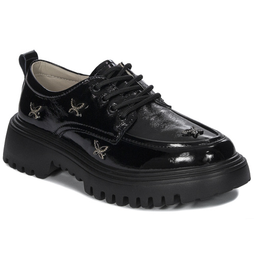 Artiker Women's Black leather shoes on the platform