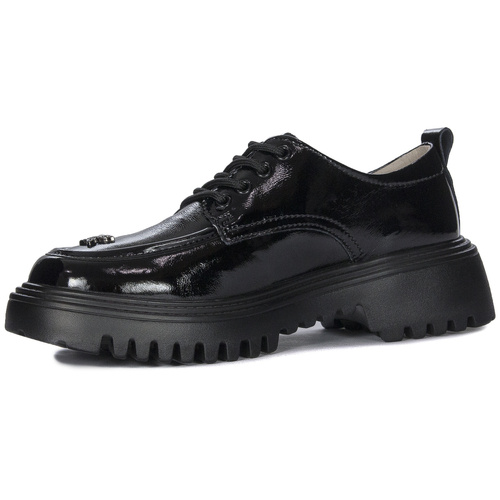 Artiker Women's Black leather shoes on the platform