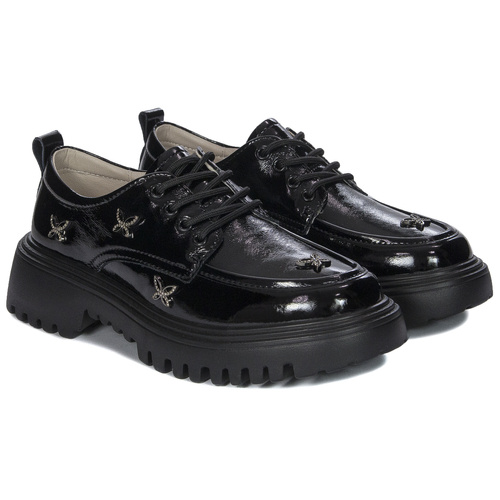 Artiker Women's Black leather shoes on the platform