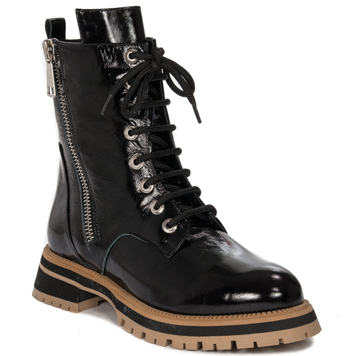 Artiker Women's black lacquered leather boots