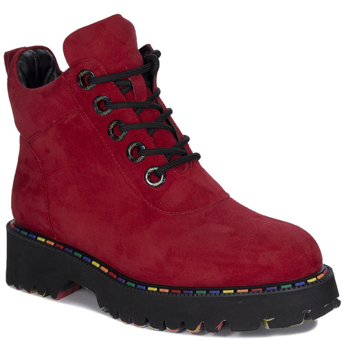 Artiker Women's leather Red warmed boots