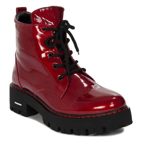 Artiker boots, leather, lacquered, insulated red