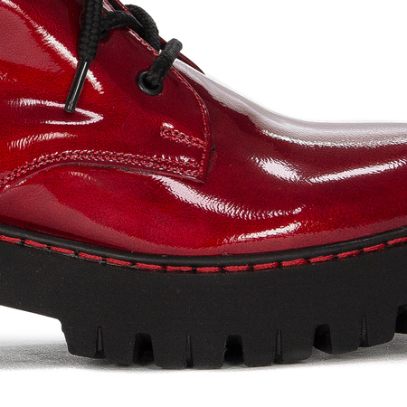 Artiker boots, leather, lacquered, insulated red