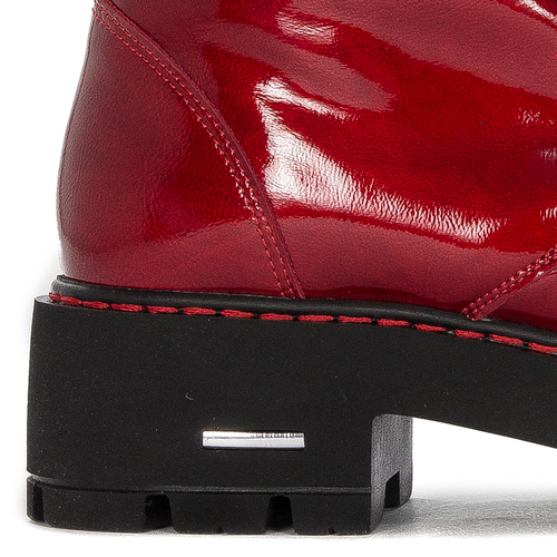 Artiker boots, leather, lacquered, insulated red