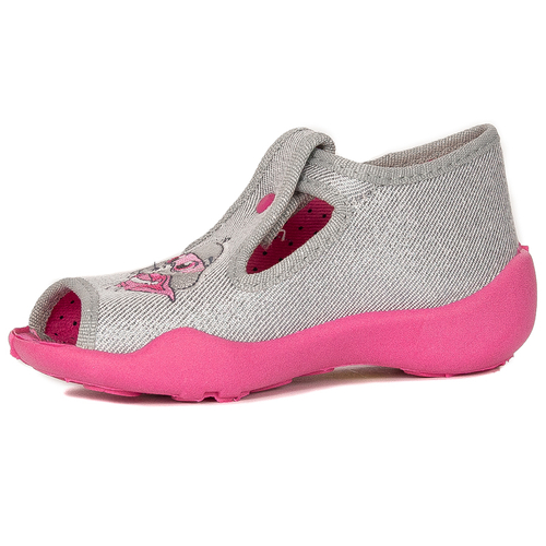 Befado Children's shoes for girls Papi Grey+Pink Sandals