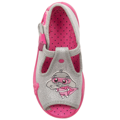 Befado Children's shoes for girls Papi Grey+Pink Sandals