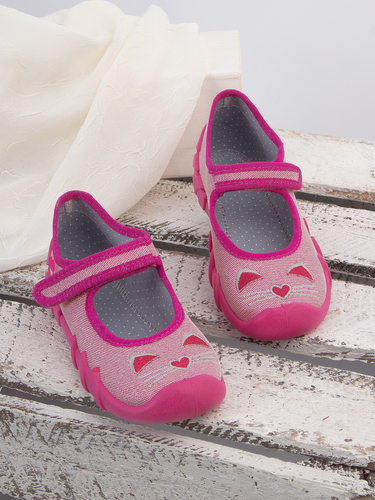 Befado Children's shoes for girls with Velcro Speedy Matallic Pink