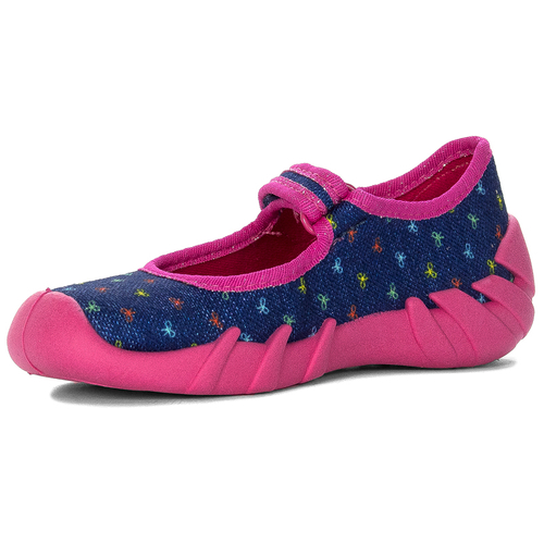 Befado Children's shoes for girls with Velcro Speedy Navy Blue + Pink