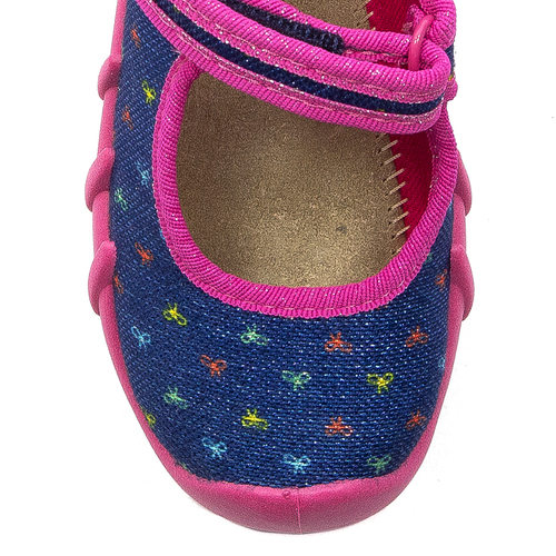 Befado Children's shoes for girls with Velcro Speedy Navy Blue + Pink