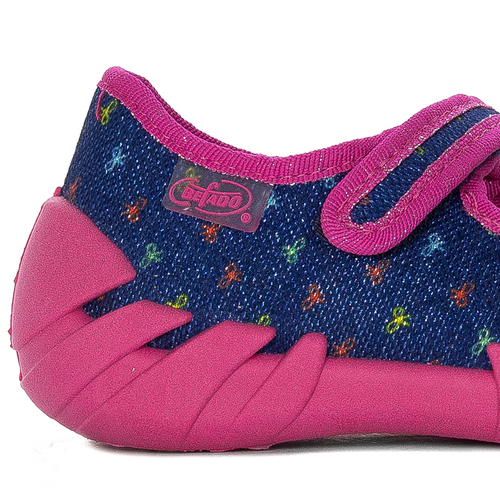 Befado Children's shoes for girls with Velcro Speedy Navy Blue + Pink