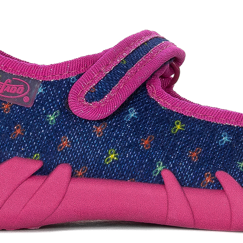 Befado Children's shoes for girls with Velcro Speedy Navy Blue + Pink