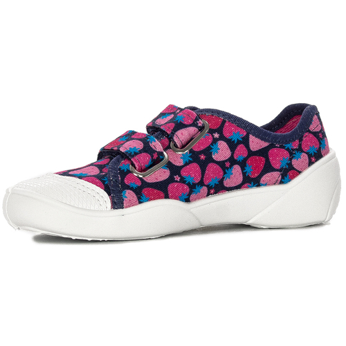 Befado Children's shoes for girls with Velcro Speedy Navy Blue + Pink