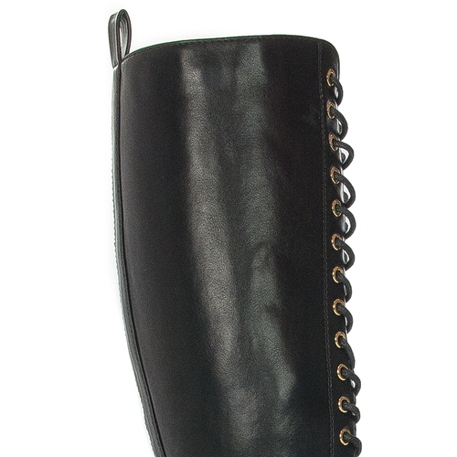 Black women's lace-up boots with platform