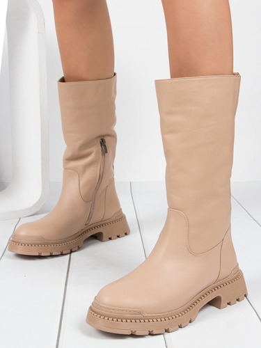 Boccato Women's warm leather boots kbej beige