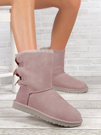 Boots UGG BAILEY BOW II ROSE GRAY, leather insulated Pink