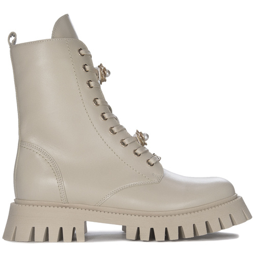 Chebello Women's Beige Platform Boots