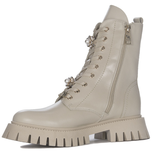 Chebello Women's Beige Platform Boots