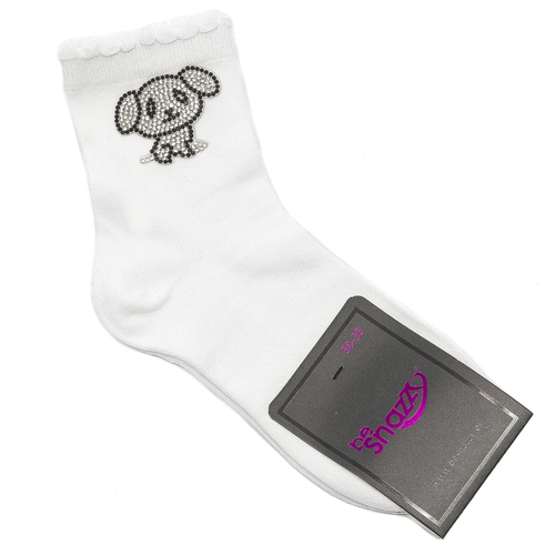 Children's socks Be Snazzy SK-52 White Dog Sequins