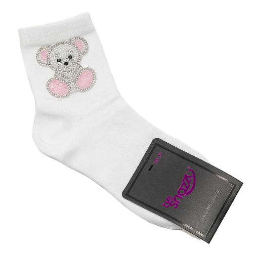Children's socks Be Snazzy SK-52 White Teddy Bear Pink