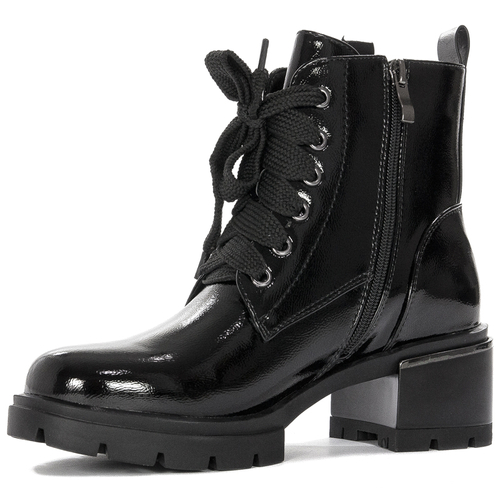 D&A Women's Ankle Boots Black Lacquered