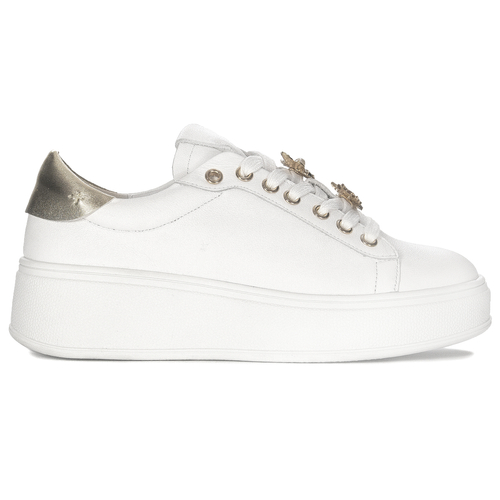 D&A Women's Low shoes leather White-Gold