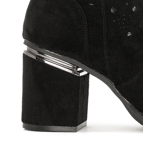 D&A Women's Spring Openwork Heeled Black Boots