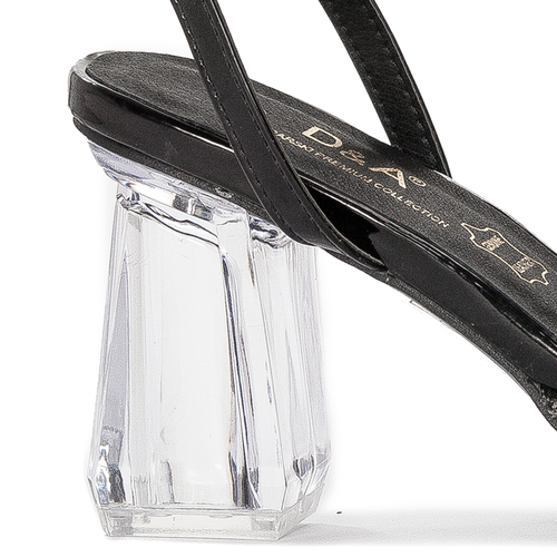 D&A Women's sandals Black with zirconia