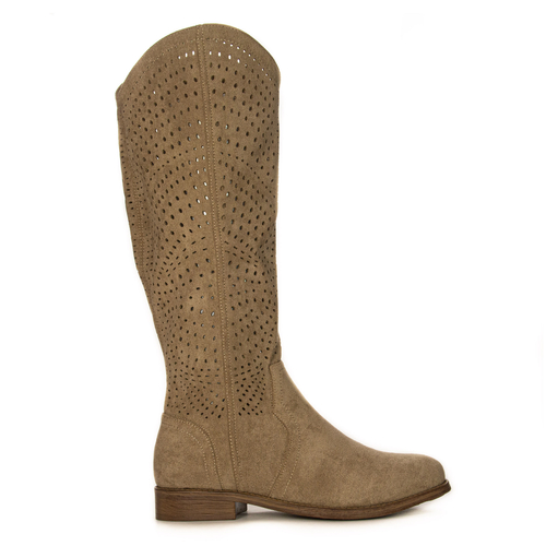 D&A Women's spring openwork flat beige boots