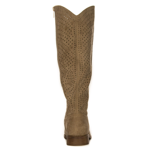 D&A Women's spring openwork flat beige boots