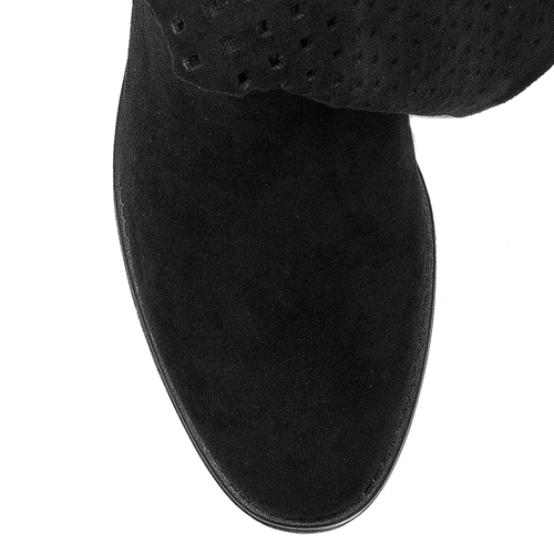 D&A Women's spring openwork flat black boots