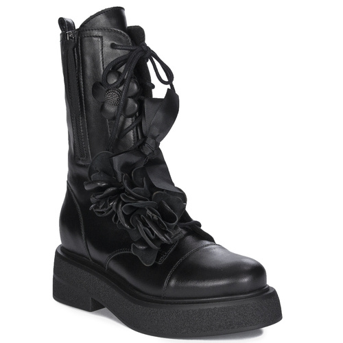 Eksbut Black Leather Platform Warmed Women's Boots