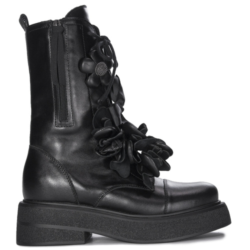 Eksbut Black Leather Platform Warmed Women's Boots