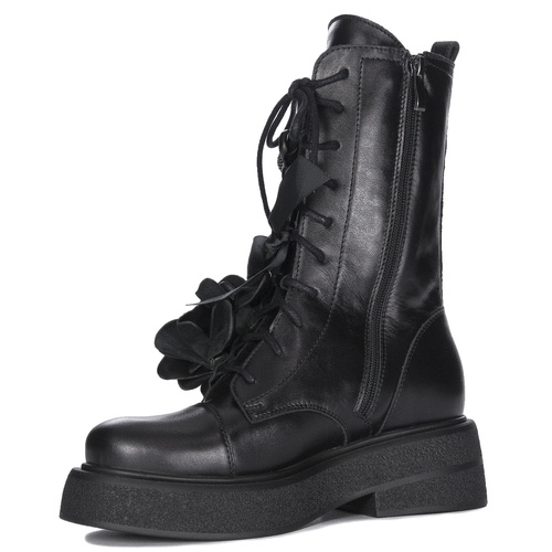 Eksbut Black Leather Platform Warmed Women's Boots