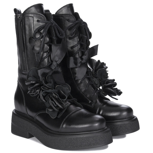 Eksbut Black Leather Platform Warmed Women's Boots