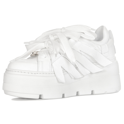 Eksbut Women's White Leather platform Sneakers