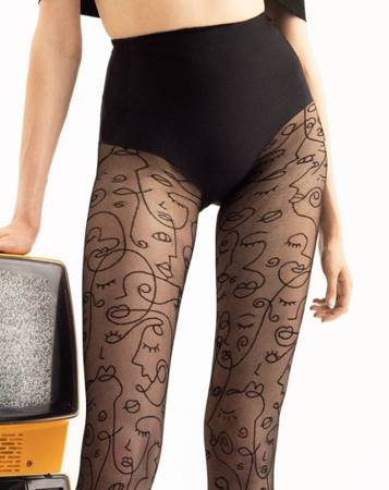 FIORE Faces G6045 patterned tights 30 DEN Black