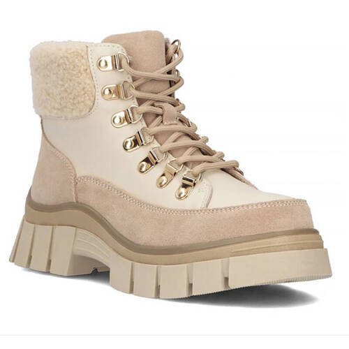 Filippo Beige Leather Ankle Boots for Women