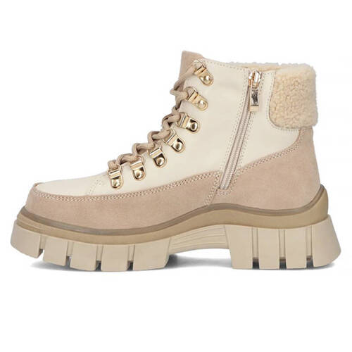 Filippo Beige Leather Ankle Boots for Women