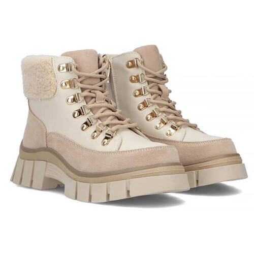 Filippo Beige Leather Ankle Boots for Women