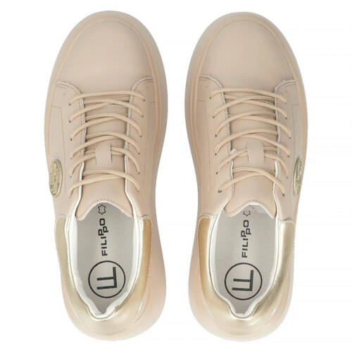 Filippo Beige Leather Sneakers