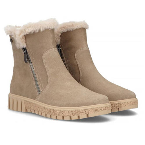 Filippo Beige Suede Leather Ankle Boots for Women