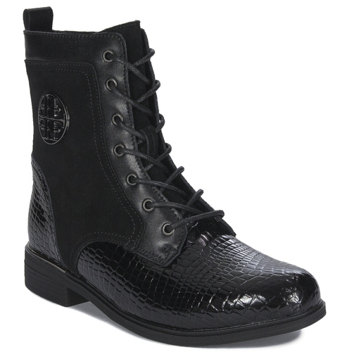 Filippo Black Croco Women's Leather Warmed Boots