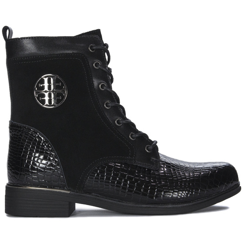 Filippo Black Croco Women's Leather Warmed Boots